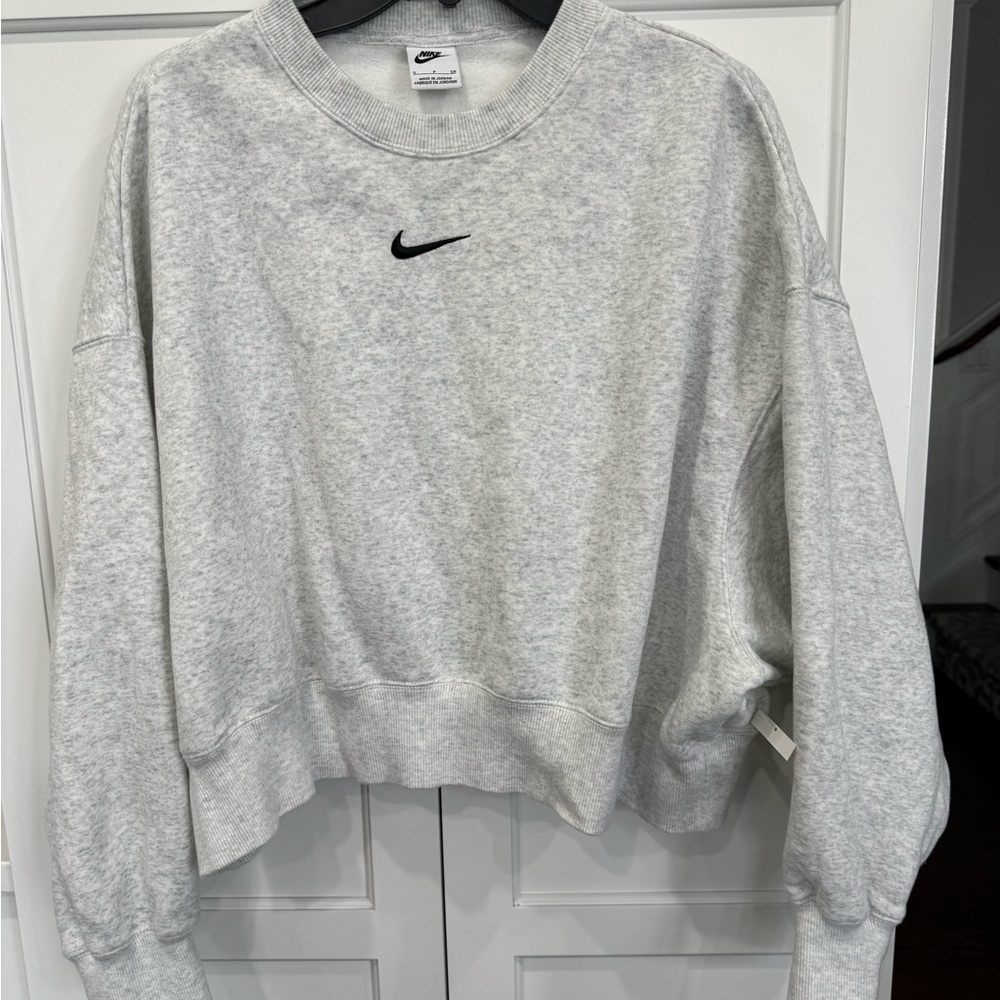 NIKE NEW Phoenix Fleece Crewneck sweatshirt size Small Birch Heather Color - Picture 6 of 8